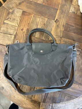 Longchamp Gray Le Pliage Tote with Top Handles